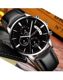  Relogio Masculino Watches Men  Sport Stainless Steel Case Leather Band Watch Quartz Business Wristwatch Reloj Hombre