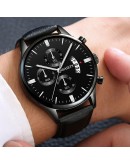  Relogio Masculino Watches Men  Sport Leather Band Watch Quartz Business Wristwatch Clock Reloj Hombre Dropshipping