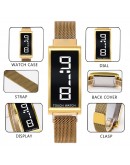  Mens Watches Top   Quartz Magnetic Watch Men Casual Rectangle Mesh Steel Sport Watch Clock Relogio Masculino