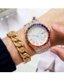  Men's Watches Bracelet Set Modern Diamond Waterproof Gold Watch Men Top  Crystal Man Watch Analog Quartz Watch Gifts