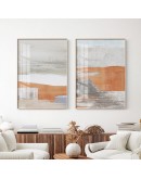 Morden geometric brushstroke texture Wall Poster Print Orange Canvas Abstract art painting pictures Living Room Home Decor