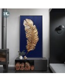 Canvas Painting Golden feather leaves Wall Art  Posters and Prints Wall Pictures for Living Room Porch Decoration Home Decor