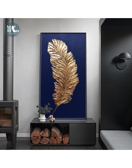 Canvas Painting Golden feather leaves Wall Art  Posters and Prints Wall Pictures for Living Room Porch Decoration Home Decor