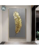 Canvas Painting Golden feather leaves Wall Art  Posters and Prints Wall Pictures for Living Room Porch Decoration Home Decor