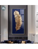 Canvas Painting Golden feather leaves Wall Art  Posters and Prints Wall Pictures for Living Room Porch Decoration Home Decor