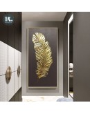 Canvas Painting Golden feather leaves Wall Art  Posters and Prints Wall Pictures for Living Room Porch Decoration Home Decor