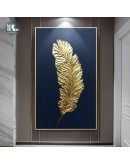 Canvas Painting Golden feather leaves Wall Art  Posters and Prints Wall Pictures for Living Room Porch Decoration Home Decor