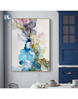 Nordic watercolor flowers wall art Canvas Prints Posters Abstract line Pictures for Living Room Morden contracted  Home Decor