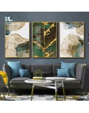 Nordic Golden annual rings Golden leaves Picture Wall Poster Modern Style Canvas Print Painting Art Aisle Living Room Decoration