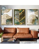 Nordic Golden annual rings Golden leaves Picture Wall Poster Modern Style Canvas Print Painting Art Aisle Living Room Decoration