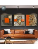 Abstract Orange Canvas Print Painting Gold foil geometric color Poster Wall Art Pictures on Canvas Living Room Office Home Decor