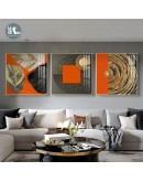 Abstract Orange Canvas Print Painting Gold foil geometric color Poster Wall Art Pictures on Canvas Living Room Office Home Decor