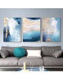 Modern Abstract Gold foil river Blue Canvas Art Paintings For Living Room Bedroom Posters And Prints Wall Poster Home Decor