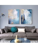 Modern Abstract Gold foil river Blue Canvas Art Paintings For Living Room Bedroom Posters And Prints Wall Poster Home Decor