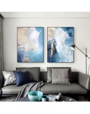 Modern Abstract Gold foil river Blue Canvas Art Paintings For Living Room Bedroom Posters And Prints Wall Poster Home Decor