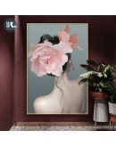 Nordic Flower Butterfly Girl figure Wall Art Canvas Painting Posters and Prints Picture for Living Room Home Decoration