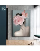 Nordic Flower Butterfly Girl figure Wall Art Canvas Painting Posters and Prints Picture for Living Room Home Decoration