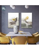 Nordic Style Geometric Golden Abstract Deer Wall Art Print Picture Canvas Painting Poster for Living Room home decor