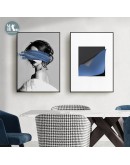 Geometric abstract building Canvas Print Painting blue figures Poster Wall Art Pictures on Canvas Living Room Office Decor