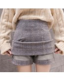 Thicken Woolen Skirt Women Autumn Winter Hight Waist Mini Plaid Skirts Female Warm Wool Boots Skirt Faldas Plus Size Jupe Femme