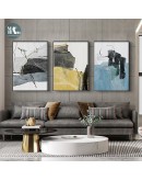 Nordic Blue color Wall Art Canvas Painting Abstract Color piece lines Art Poster Print Wall Picture for Living Room Decor