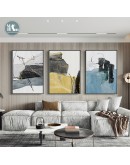 Nordic Blue color Wall Art Canvas Painting Abstract Color piece lines Art Poster Print Wall Picture for Living Room Decor