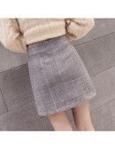 Thicken Woolen Skirt Women Autumn Winter Hight Waist Mini Plaid Skirts Female Warm Wool Boots Skirt Faldas Plus Size Jupe Femme