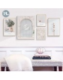 Nordic Decorative stone Tree wall art Canvas posters Painting Prints Pale pink landscape Pictures for Living Room Home Decor