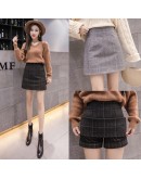 Thicken Woolen Skirt Women Autumn Winter Hight Waist Mini Plaid Skirts Female Warm Wool Boots Skirt Faldas Plus Size Jupe Femme