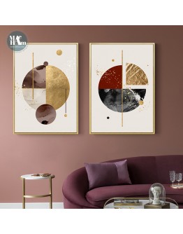 Geometric Abstract golden blue Canvas Print Paintings gold foil Poster Wall Art Pictures on Canvas Living Room Office Home Decor