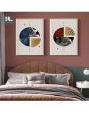 Geometric Abstract golden blue Canvas Print Paintings gold foil Poster Wall Art Pictures on Canvas Living Room Office Home Decor