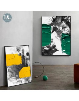 Wall Art Canvas Painting Abstract yellow oil painting texture paint brush Art Poster Print Wall Picture for Living Room Decor