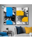 Wall Art Canvas Painting Abstract yellow oil painting texture paint brush Art Poster Print Wall Picture for Living Room Decor