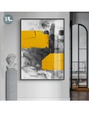 Wall Art Canvas Painting Abstract yellow oil painting texture paint brush Art Poster Print Wall Picture for Living Room Decor