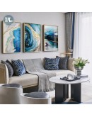 Abstract Watercolor river golden lines Wall Poster Print Modern Canvas Painting Art Living Room Decoration Pictures Home Decor