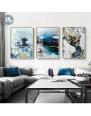 Abstract Watercolor river golden lines Wall Poster Print Modern Canvas Painting Art Living Room Decoration Pictures Home Decor