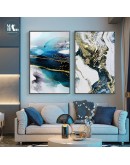 Abstract Watercolor river golden lines Wall Poster Print Modern Canvas Painting Art Living Room Decoration Pictures Home Decor