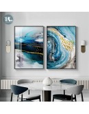 Abstract Watercolor river golden lines Wall Poster Print Modern Canvas Painting Art Living Room Decoration Pictures Home Decor