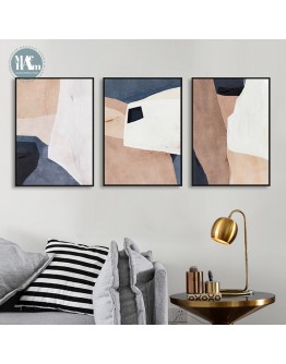 Abstract geometric color block Canvas Print Painting Retro oil painting texture Poster Wall Art Pictures  Living Room Decor