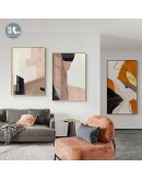 Abstract geometric color block Canvas Print Painting Retro oil painting texture Poster Wall Art Pictures  Living Room Decor