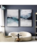 Blue sea oil painting Wall Art Canvas Painting Morden Abstract Art Poster Print Wall Picture for Living Room Porch Home Decor