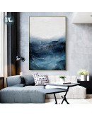 Blue sea oil painting Wall Art Canvas Painting Morden Abstract Art Poster Print Wall Picture for Living Room Porch Home Decor