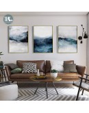 Blue sea oil painting Wall Art Canvas Painting Morden Abstract Art Poster Print Wall Picture for Living Room Porch Home Decor