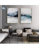 Blue sea oil painting Wall Art Canvas Painting Morden Abstract Art Poster Print Wall Picture for Living Room Porch Home Decor