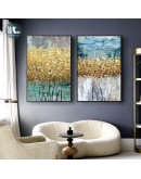 Abstract golden tree golden art Wall Art Golden Canvas Painting Modern Art Poster Print Wall Picture for Living Room Porch Decor