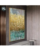 Abstract golden tree golden art Wall Art Golden Canvas Painting Modern Art Poster Print Wall Picture for Living Room Porch Decor