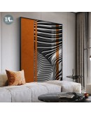 Modern Abstract  black and white lines geometric orange Wall Poster Print Canvas Painting Art Living Room Decoration Pictures