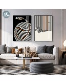 Modern Abstract  black and white lines geometric orange Wall Poster Print Canvas Painting Art Living Room Decoration Pictures