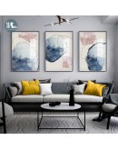 Abstract Blue watercolor Canvas Print Paintings Golden lines Poster Nordic Wall Art Pictures on Canvas Living Room Home Decor