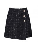 Women's autumn winter woolen skirts irregular vintage plaid skirt high waist mini skirt elegant black jupes mujer faldas